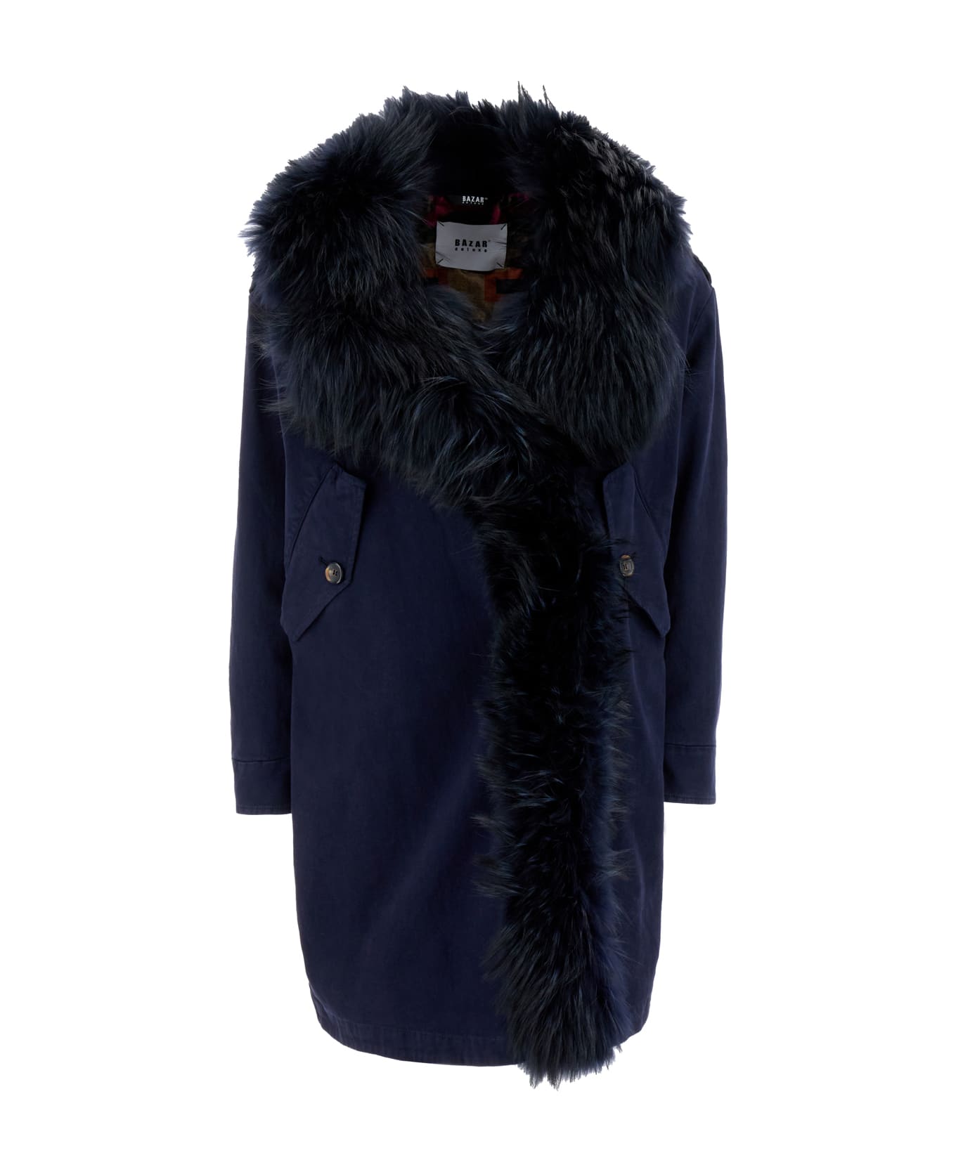 Bazar Deluxe Midnight Blue Stretch Cotton Parka - 388