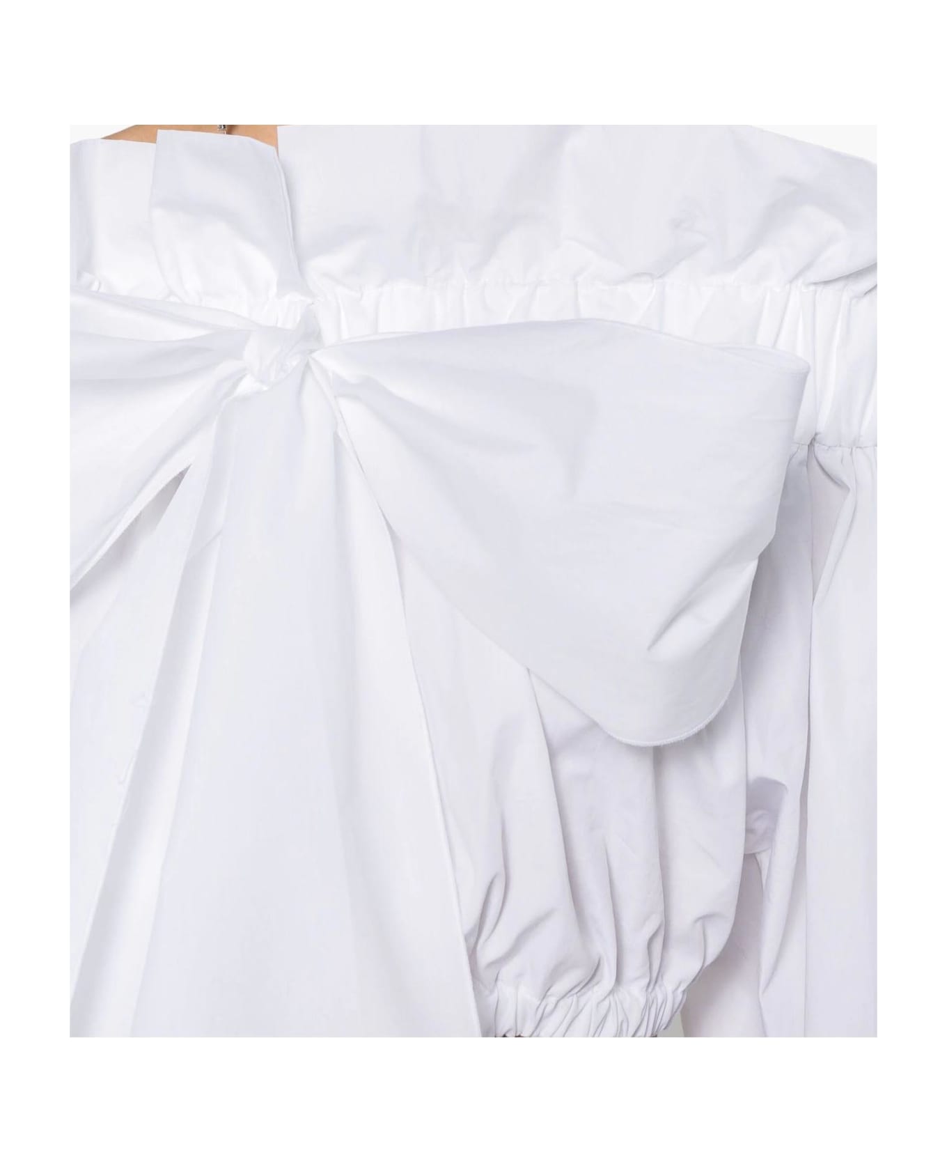Patou White Cotton Poplin Weave Crop Top - White ブラウス