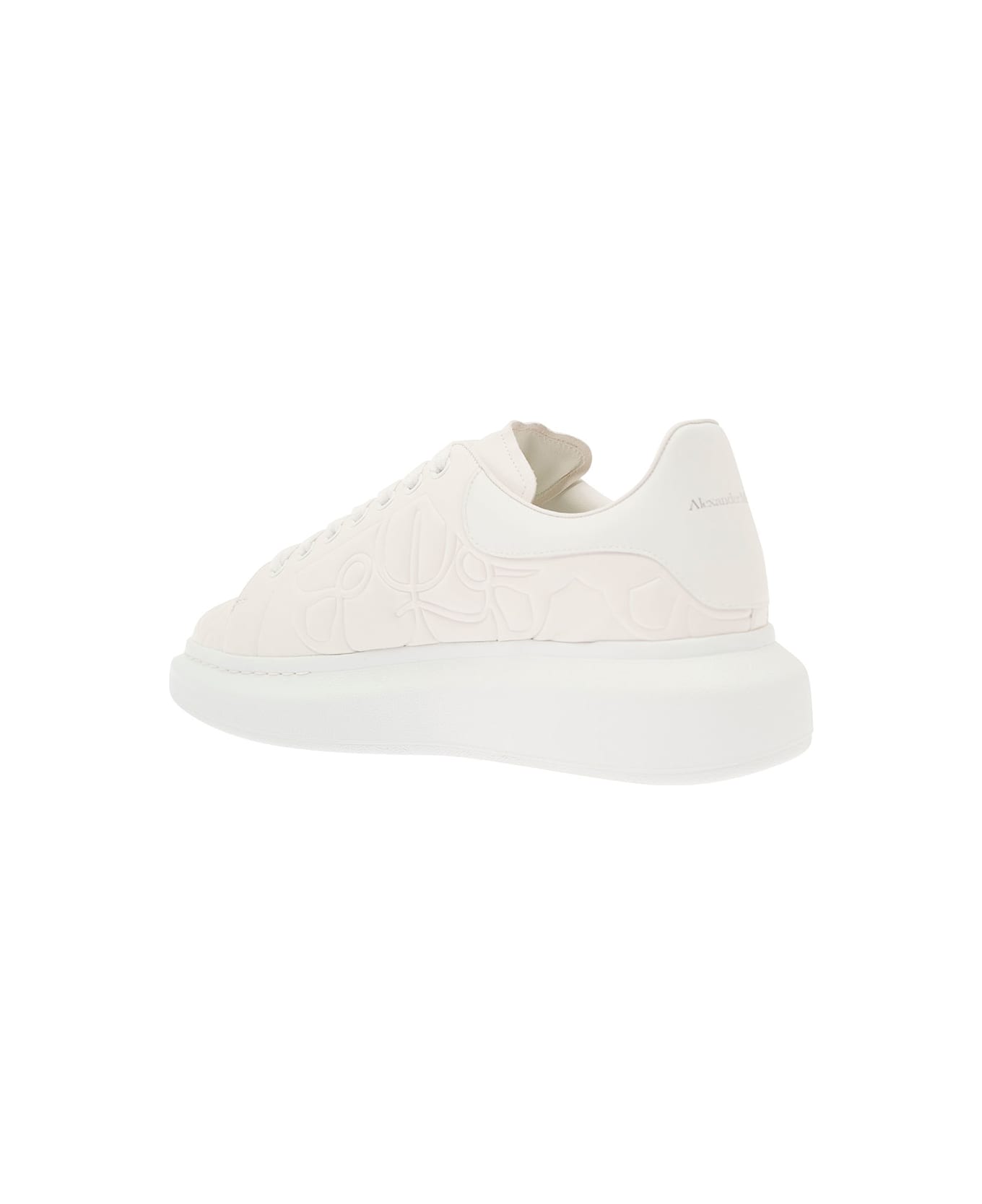 Alexander McQueen White Sneakers With Platform And Embossed Logo In Leather Man - White スニーカー
