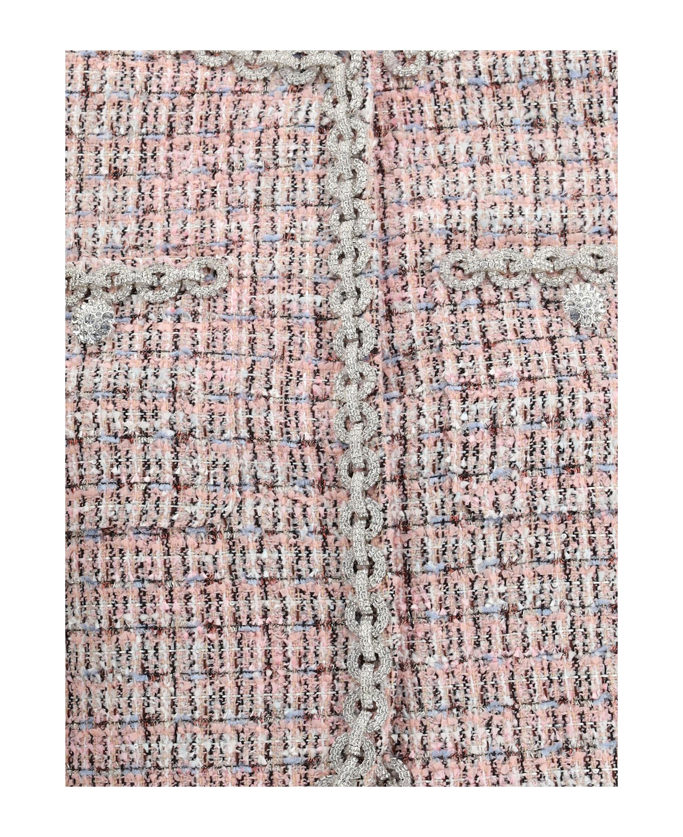 self-portrait Bouclé Fur Cuffed Jacket - PINK