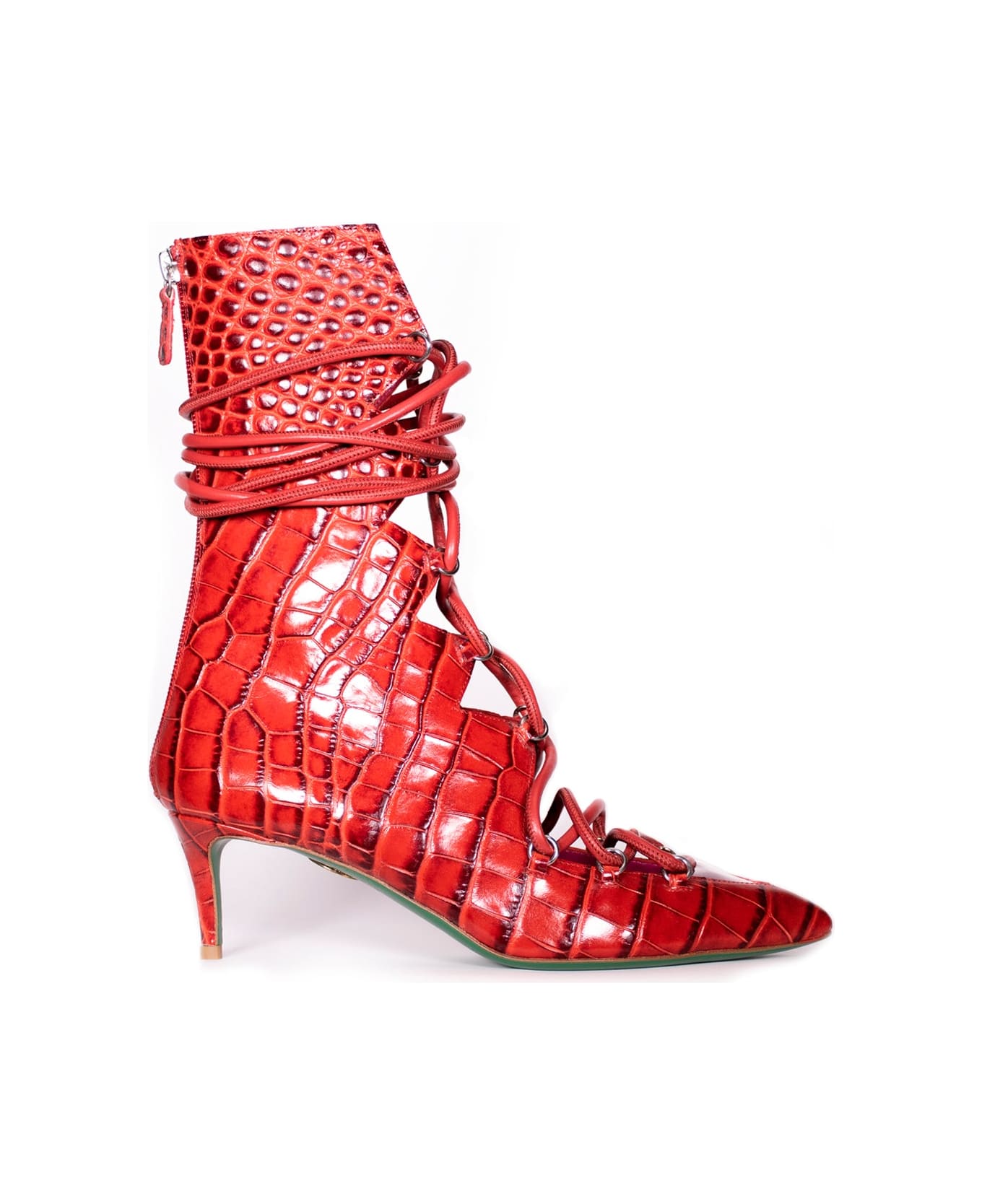 Sara Battaglia Pigalle 55 Boots - Red Croc