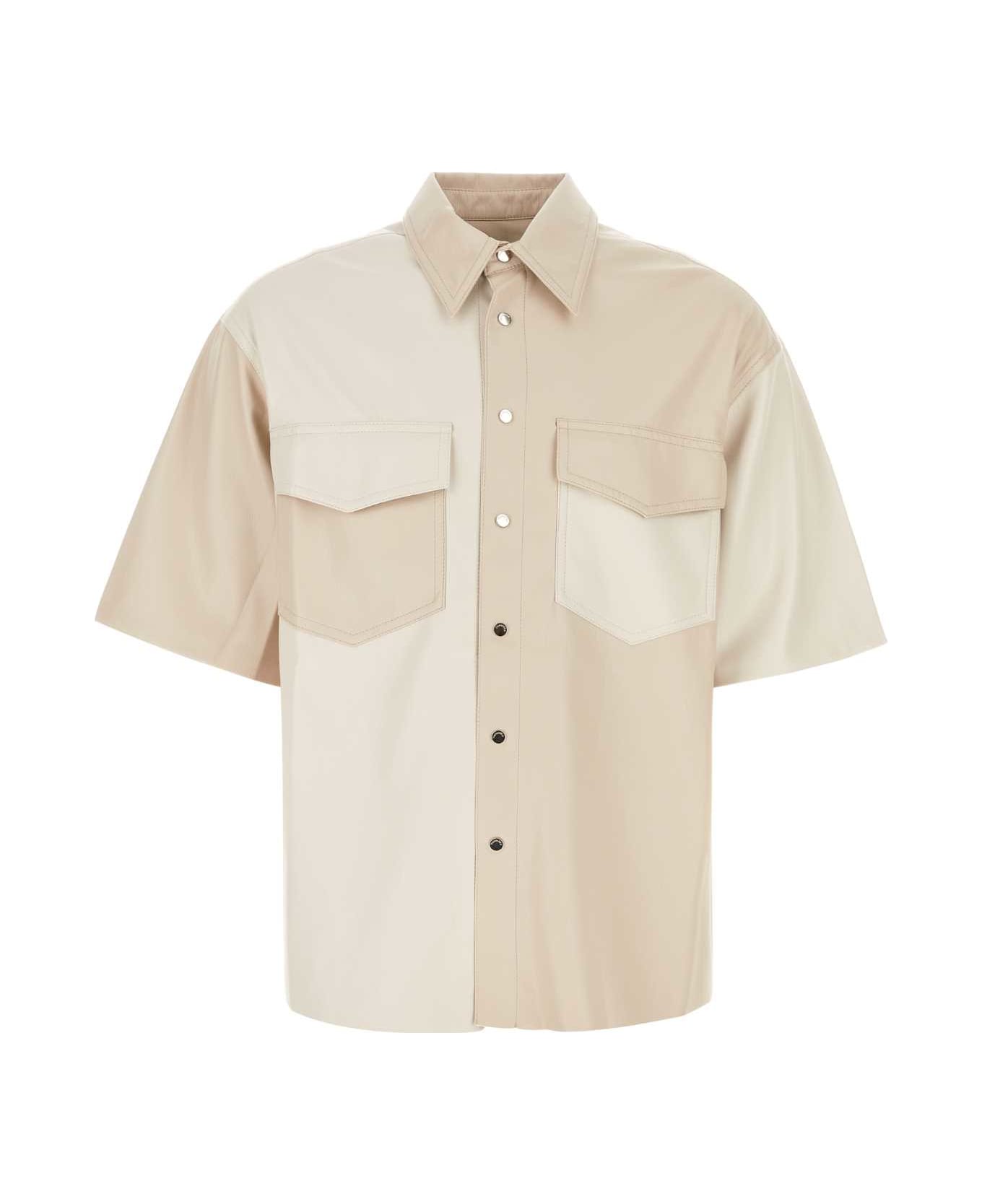 Nanushka Two-tone Synthetic Leather Shirt - OFFWHITECREME