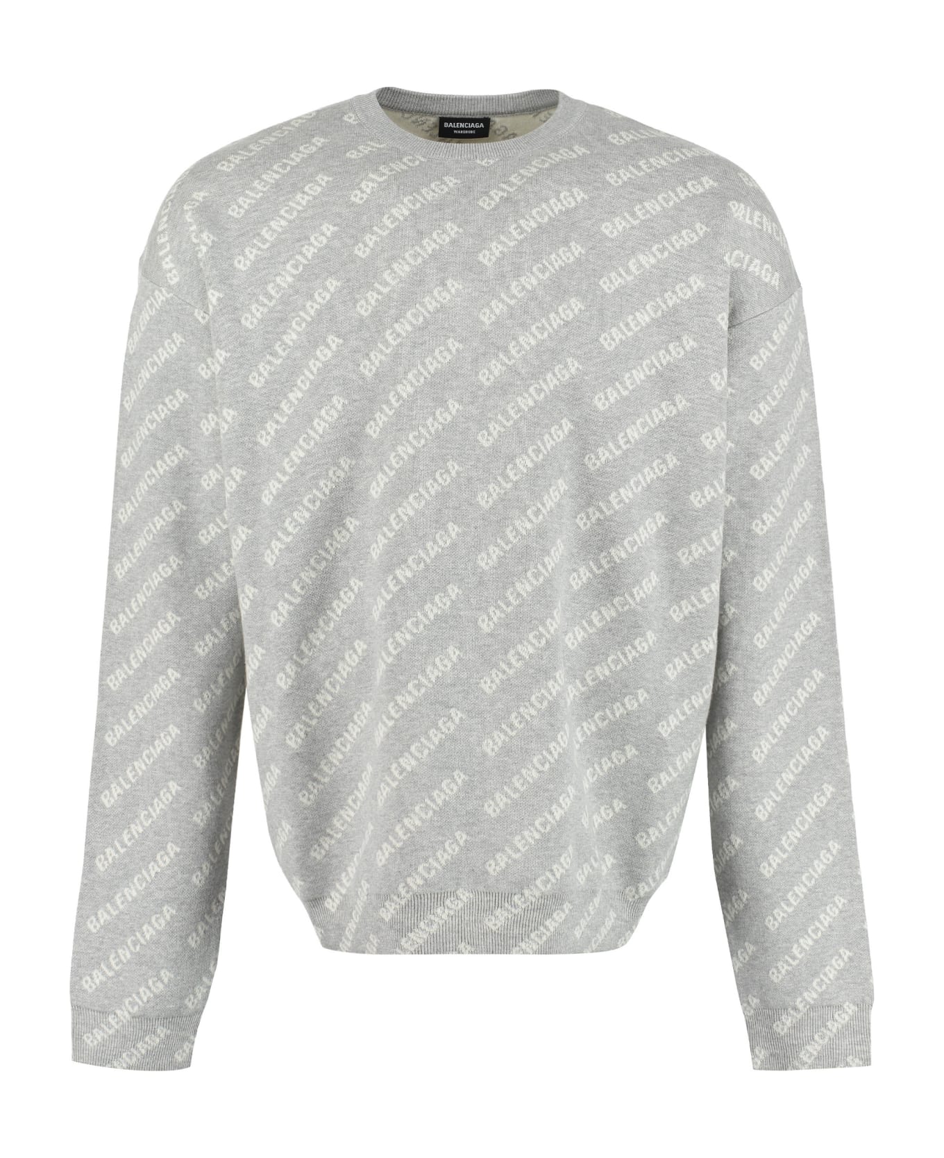 Balenciaga All Over Logo Crew-neck Sweater - grey