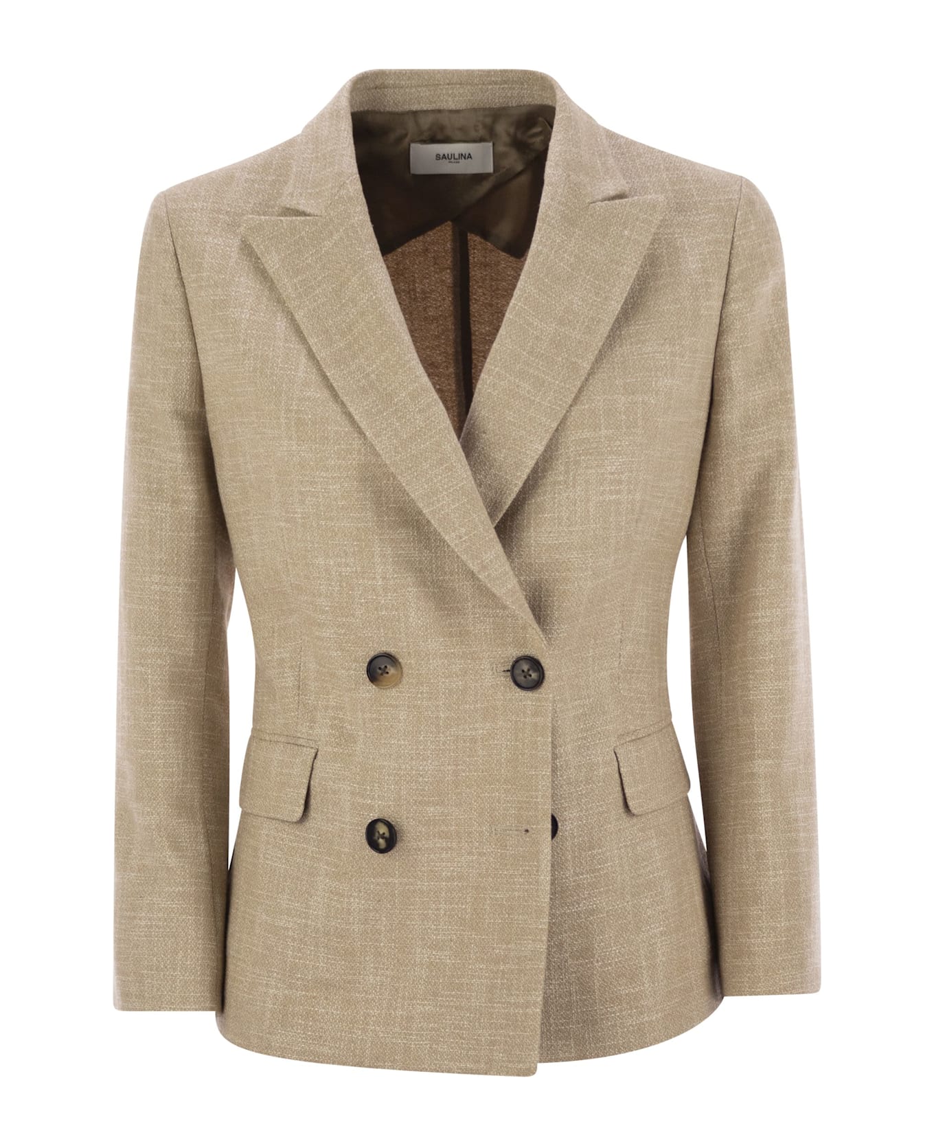 Saulina Milano Antonella - Double-breasted Cotton Blend Jacket - Beige