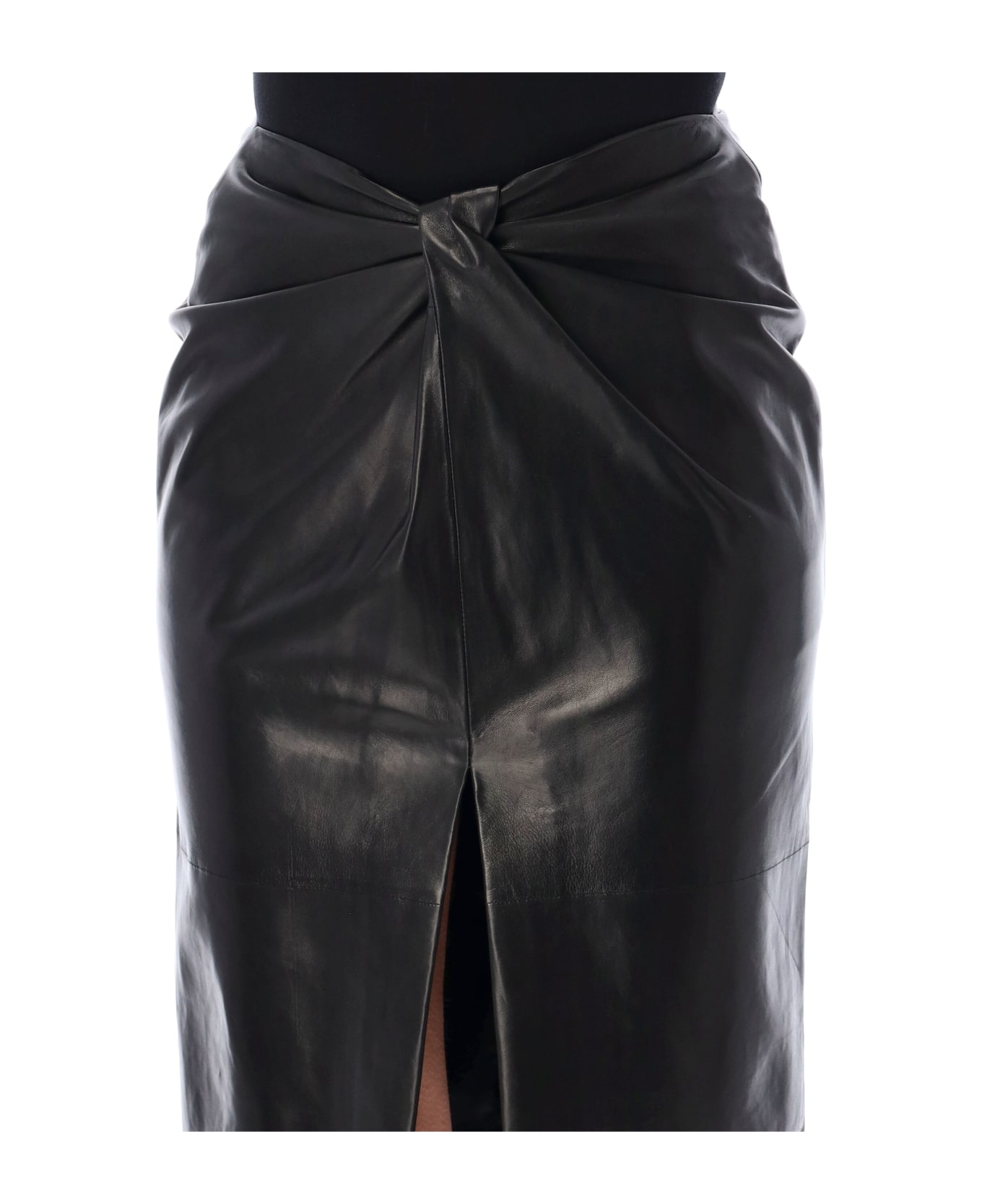 Saint Laurent Lambskin Twist Pencil Skirt - BLACK