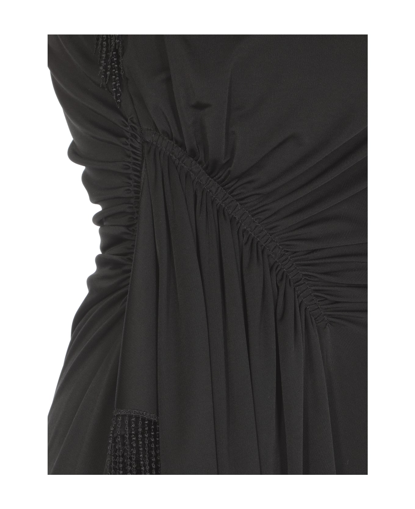 Lanvin Long Dress With Fringes - Black