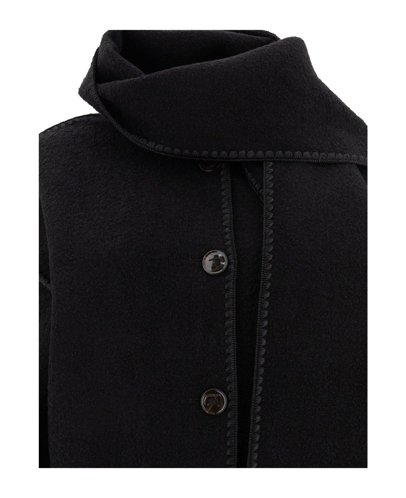 Totême Dropped-shoulder Fringed-edge Scarf Jacket - Black