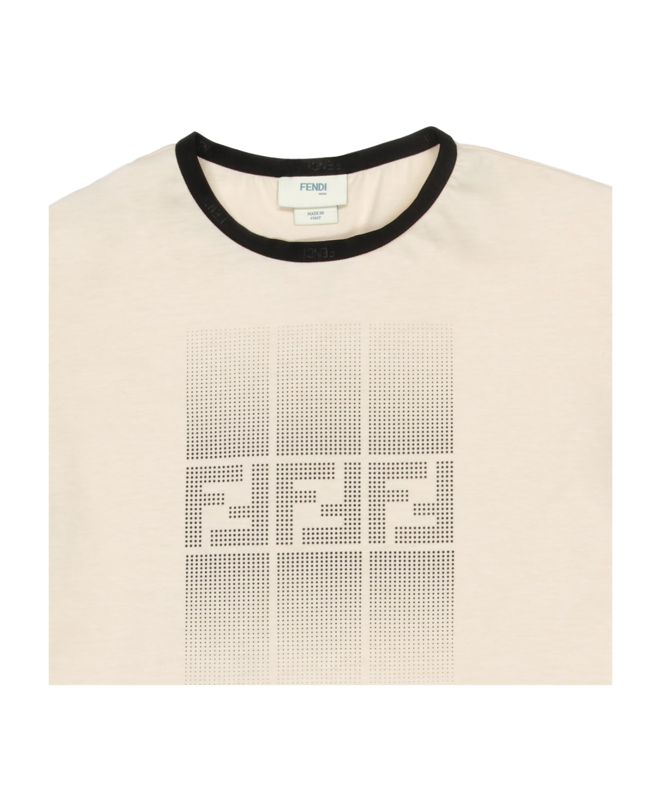 Fendi Beige T-shirt With Rhinestone Monogram - Brown