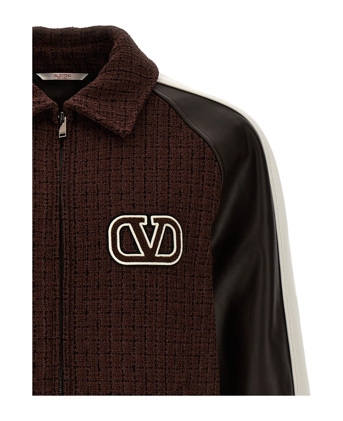 Valentino Garavani Valentino Bomber Jacket With Logo Embroidery - Brown