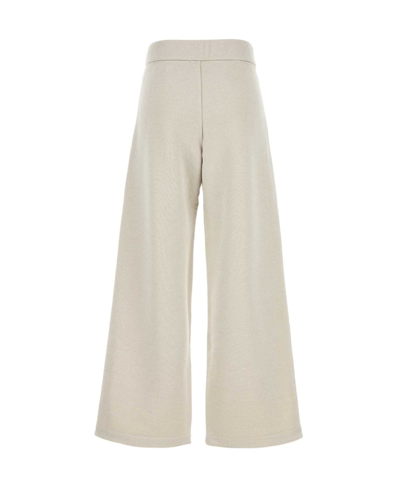 Max Mara Light Grey Cotton Blend Messico Wide-leg Pant - Beige