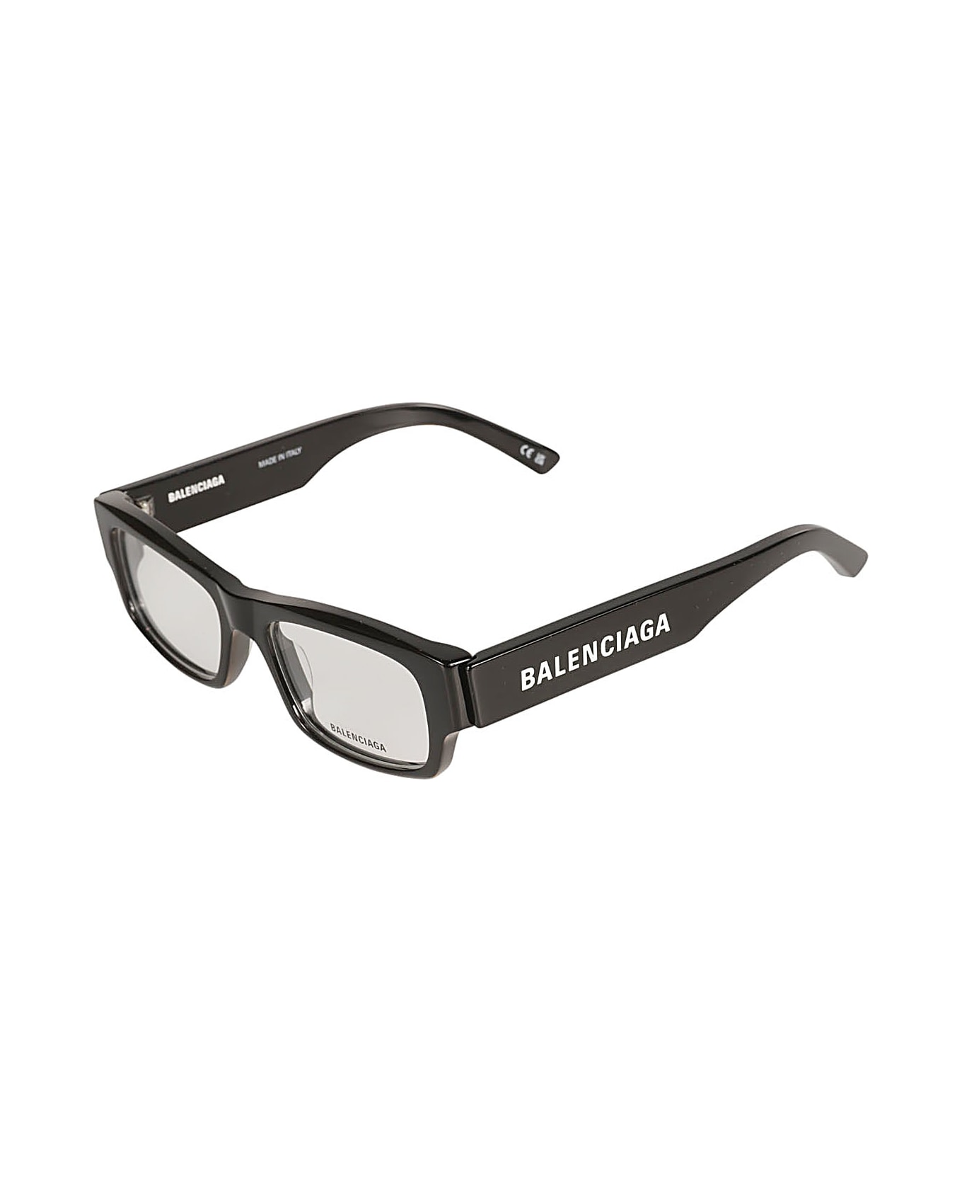 Balenciaga Eyewear Logo Sided Rectangular Frame Glasses - Black/Transparent アイウェア
