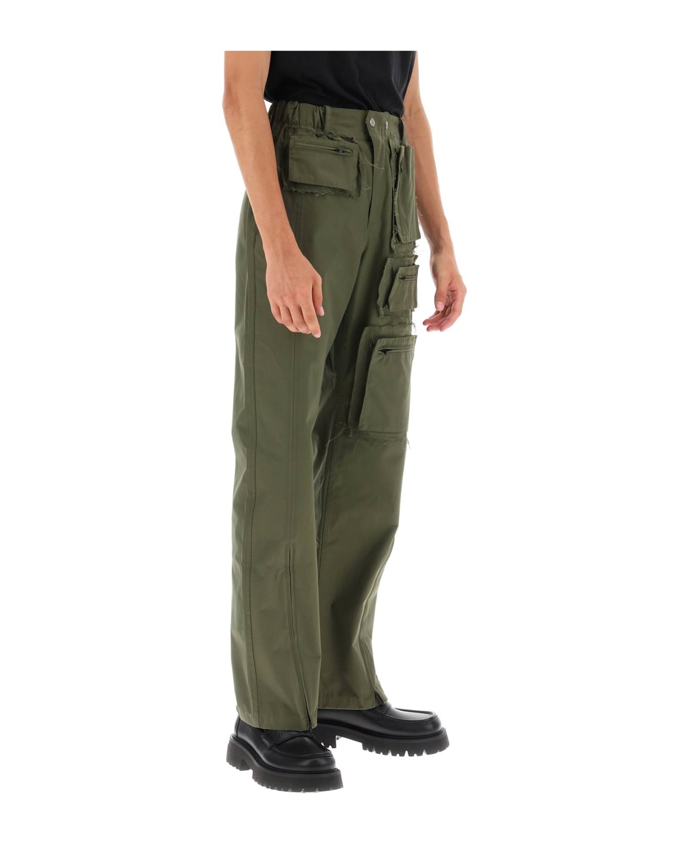Andersson Bell Cargo Pants With Raw-cut Details - KHAKI (Green)
