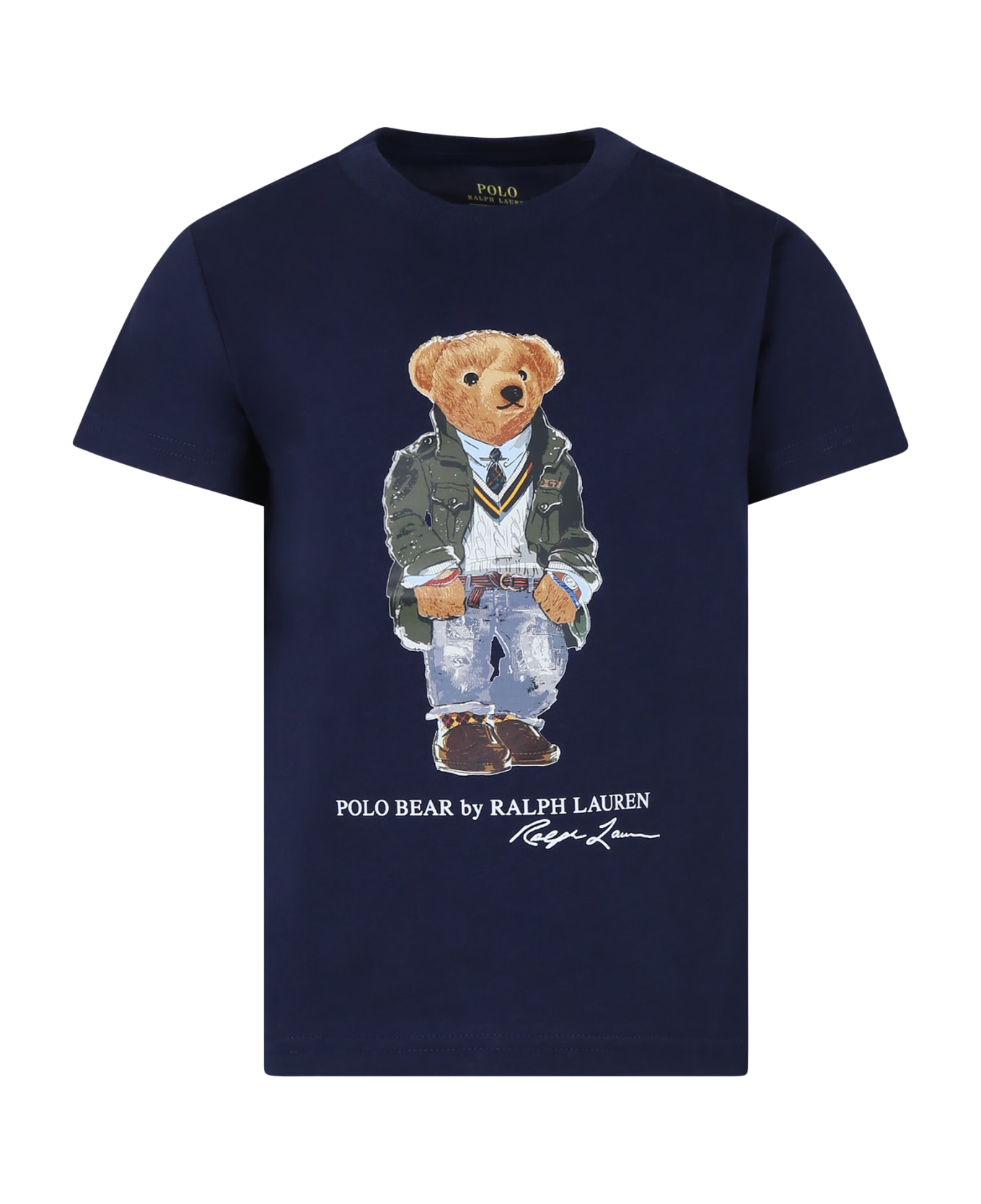 Polo Ralph Lauren Blue T-shirt For Boy With Polo Bear - Blu Navy