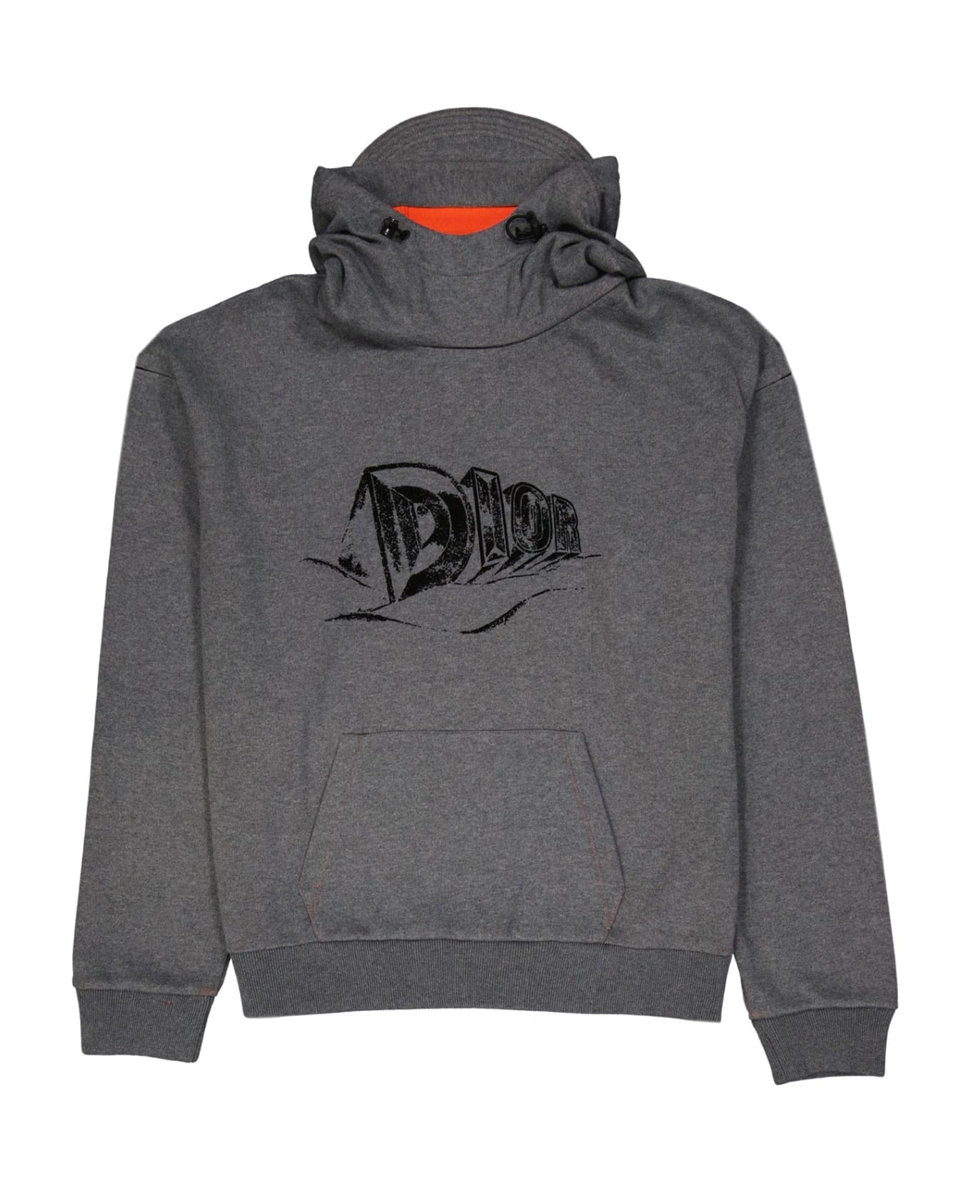 Dior Logo Hooded Sweatshirt - Gray