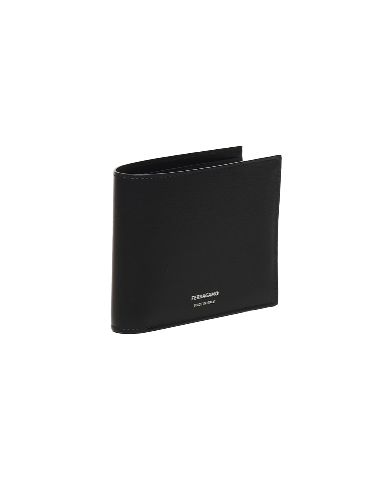Ferragamo Leather Wallet With Logo - Black