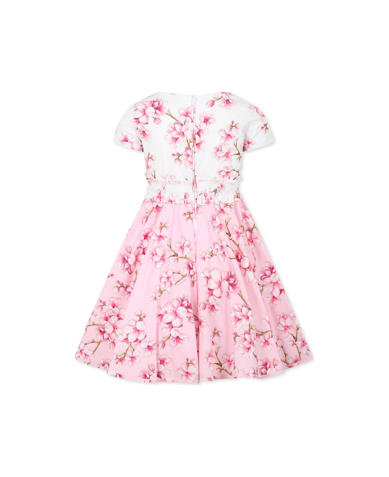 Monnalisa Pink Dress For Girl With Floral Print - Pink