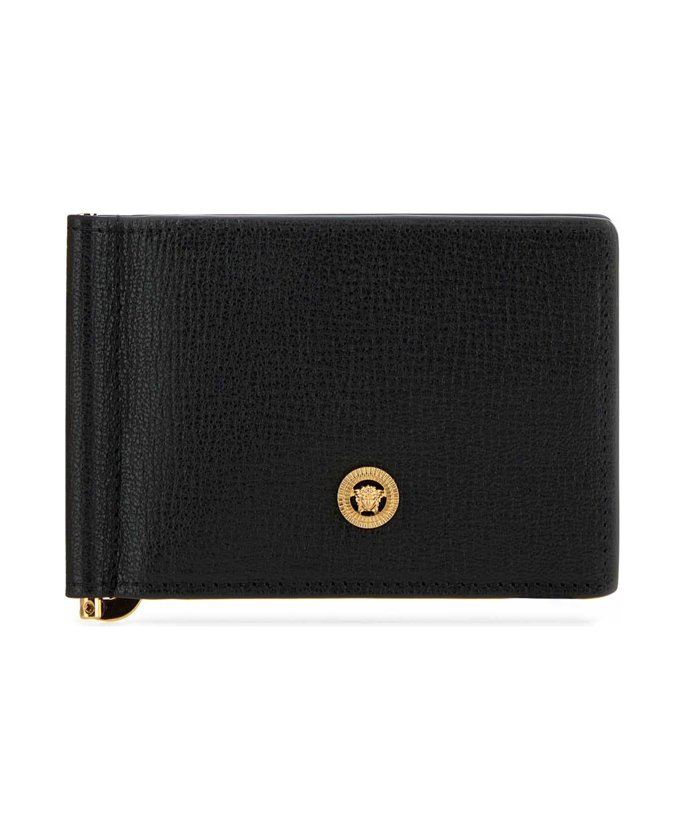Versace Black Leather Medusa Biggie Wallet - BLACKVERSACEGOLD