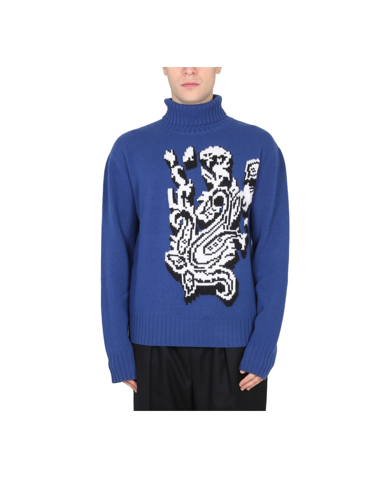 Etro Inlaid Jacquard Turtleneck Sweater - BLUE ニットウェア
