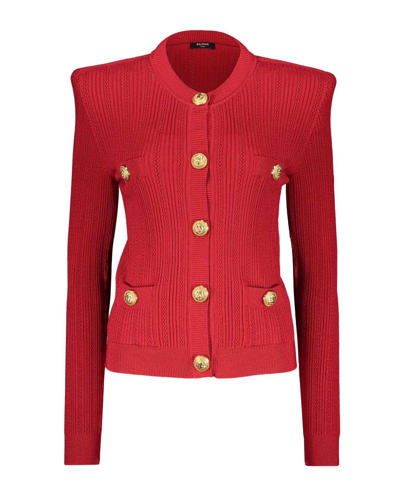 Balmain Embellished Button Cardigan - red
