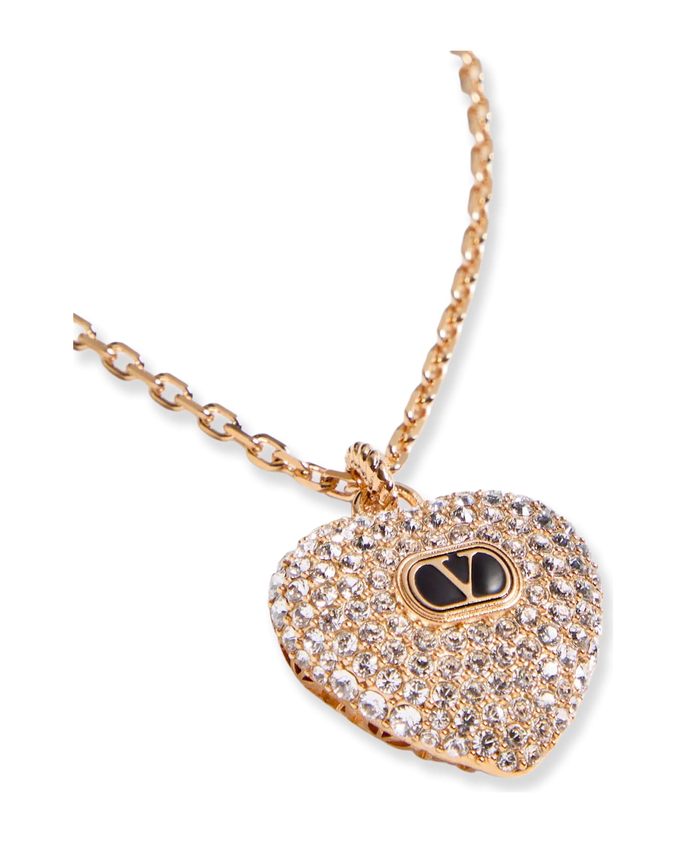 Valentino Garavani Coeur Royal Metal, Enamel And Crystals Necklace - ORO/NERO/CRYSTAL