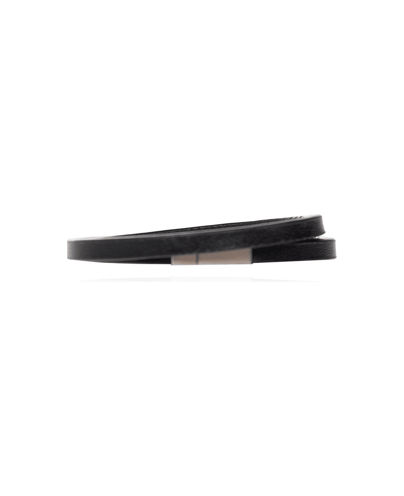 Saint Laurent Logo Engraved Double-wrap Bracelet - Black