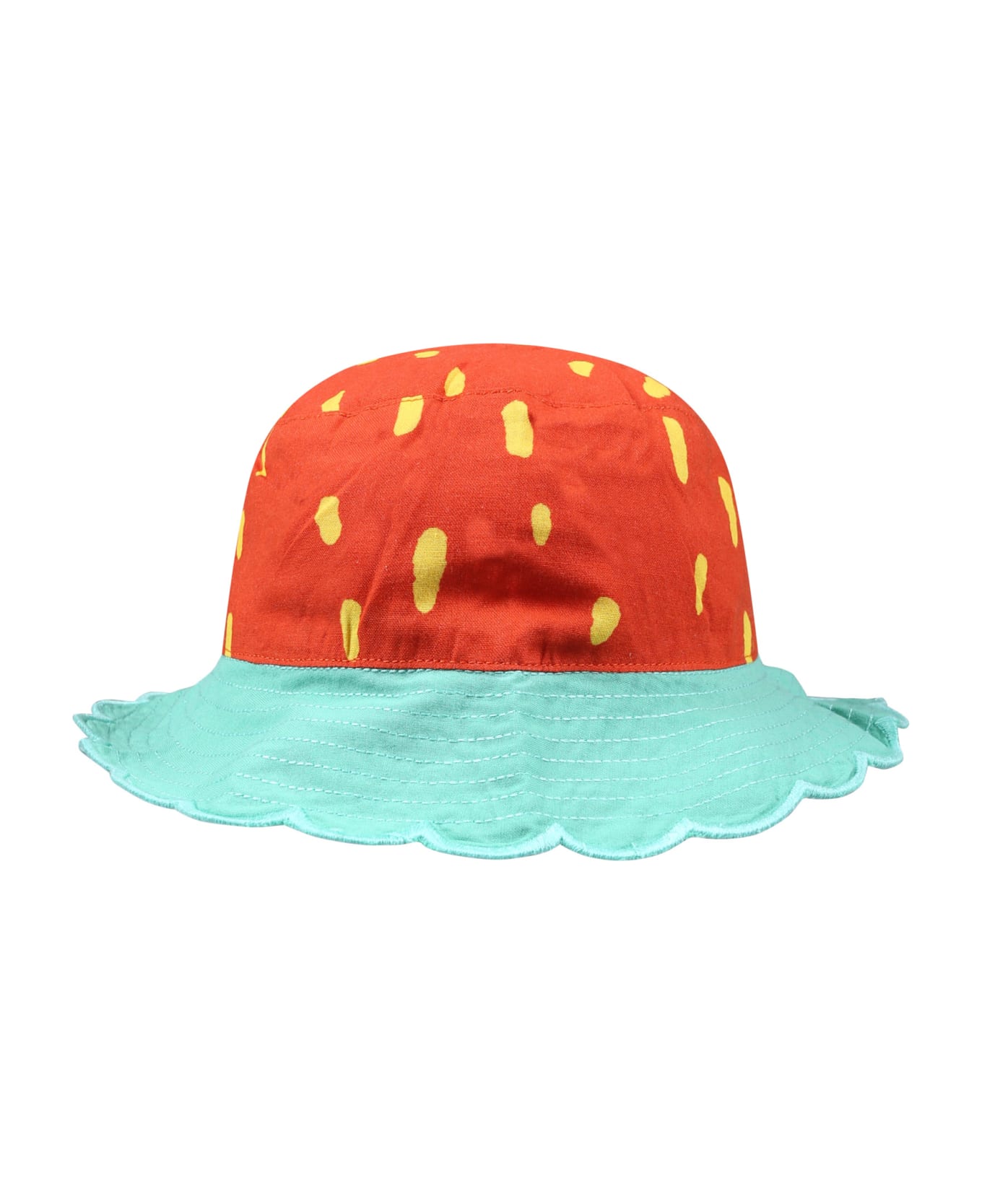 Stella McCartney Kids Red Cloche For Baby Girl With All-over Yellow Print - Red