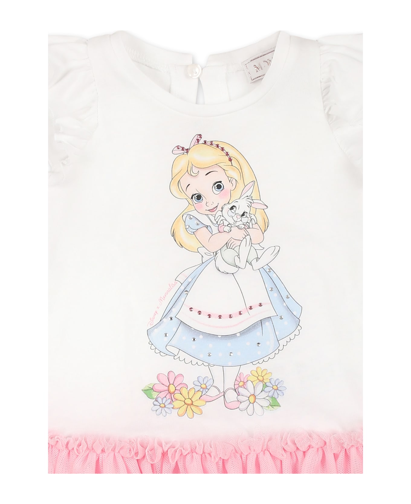 Monnalisa Multicolor Dress For Baby Girl With Alice In Wonderland - Multicolor
