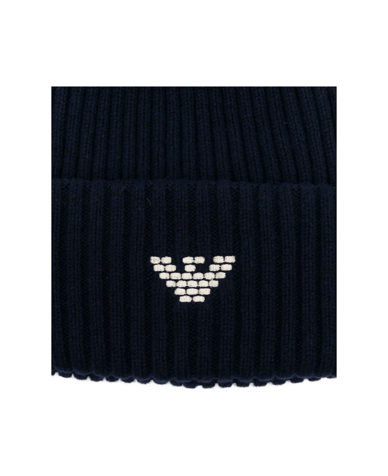 Emporio Armani Logo Wool Blend Beanie - Clear Blue