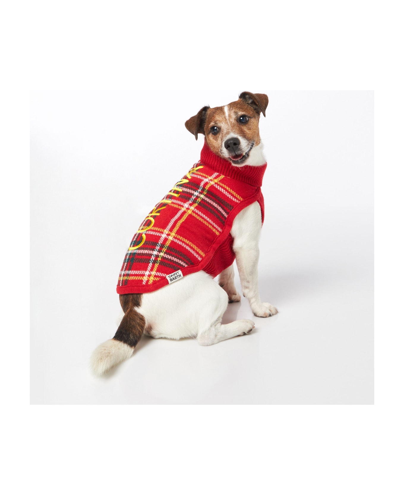 MC2 Saint Barth Dog Sweater With Tartan Print - RED