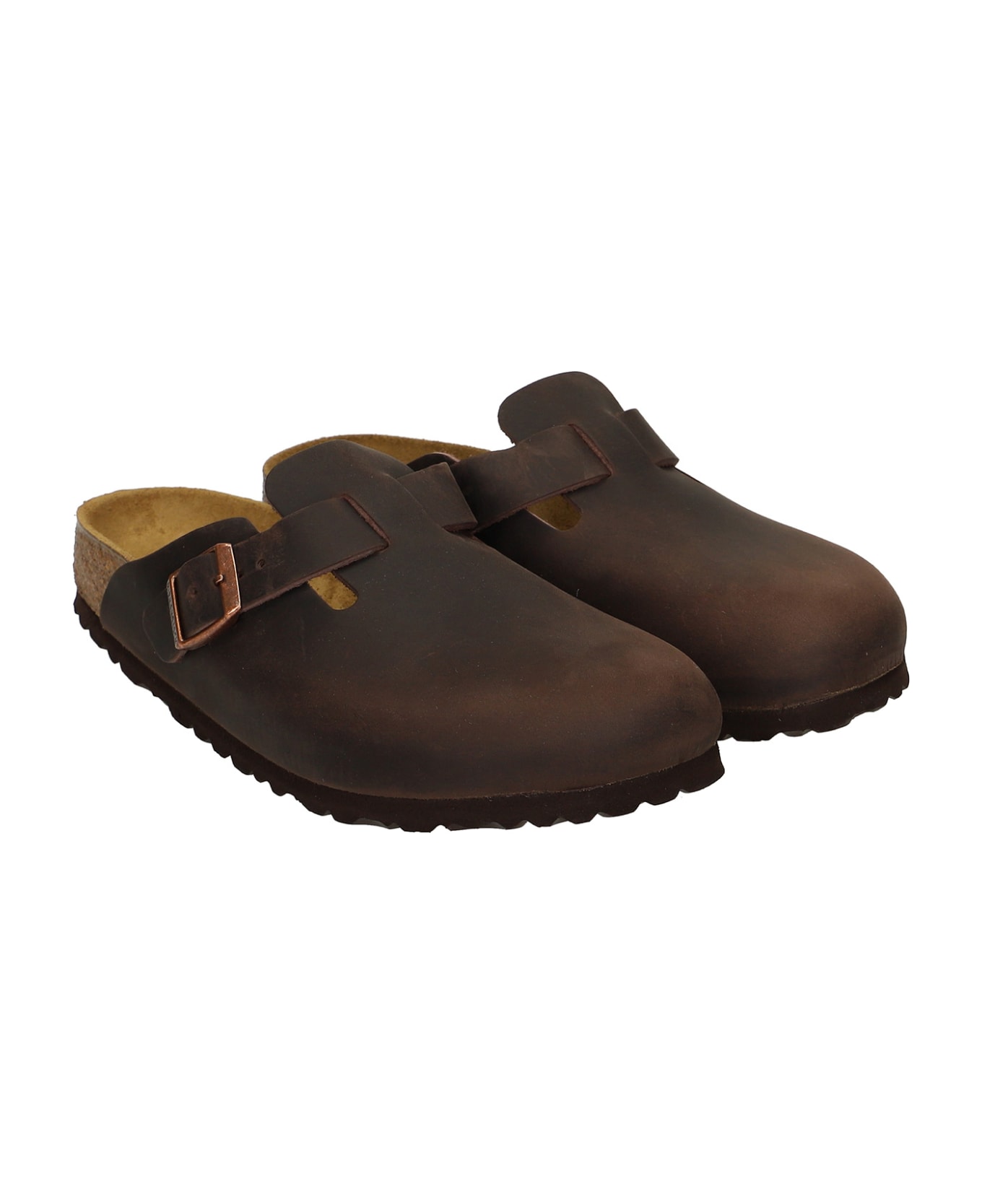 Birkenstock Boston Habana Flats In Brown Nubuck - Habana