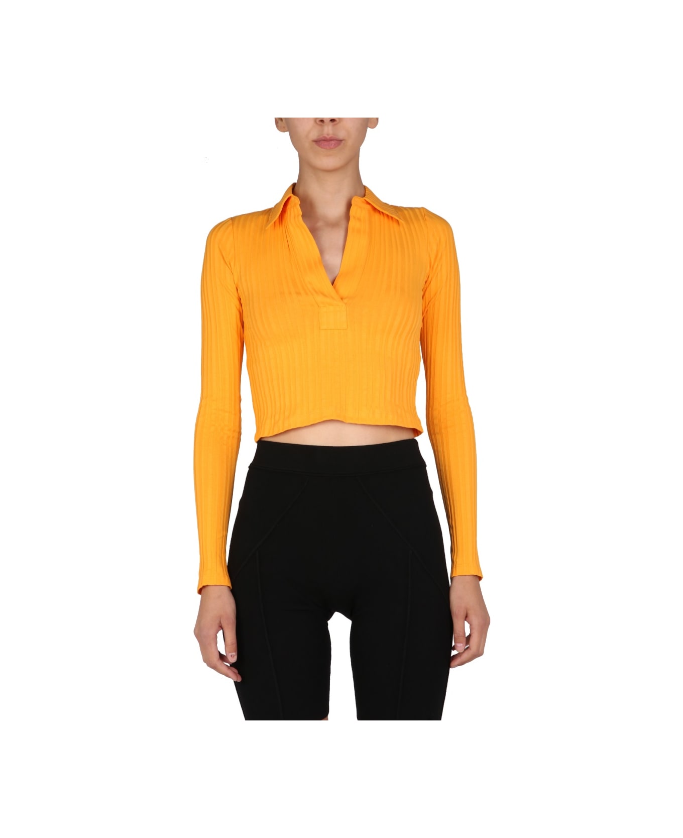 Helmut Lang Cropped Polo - YELLOW