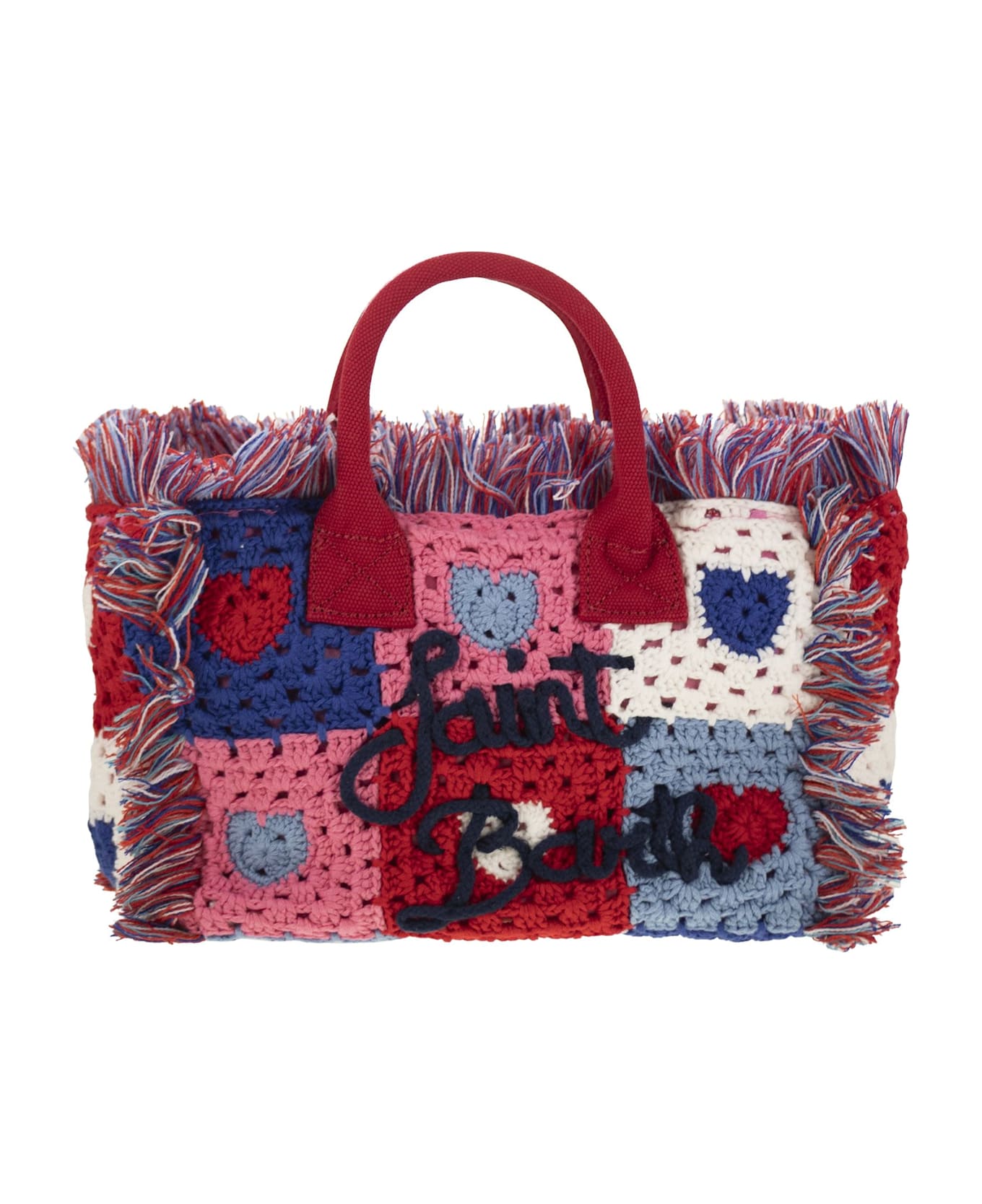 MC2 Saint Barth Colette Crochet - Handbag With Crochet Flower Patch - Red