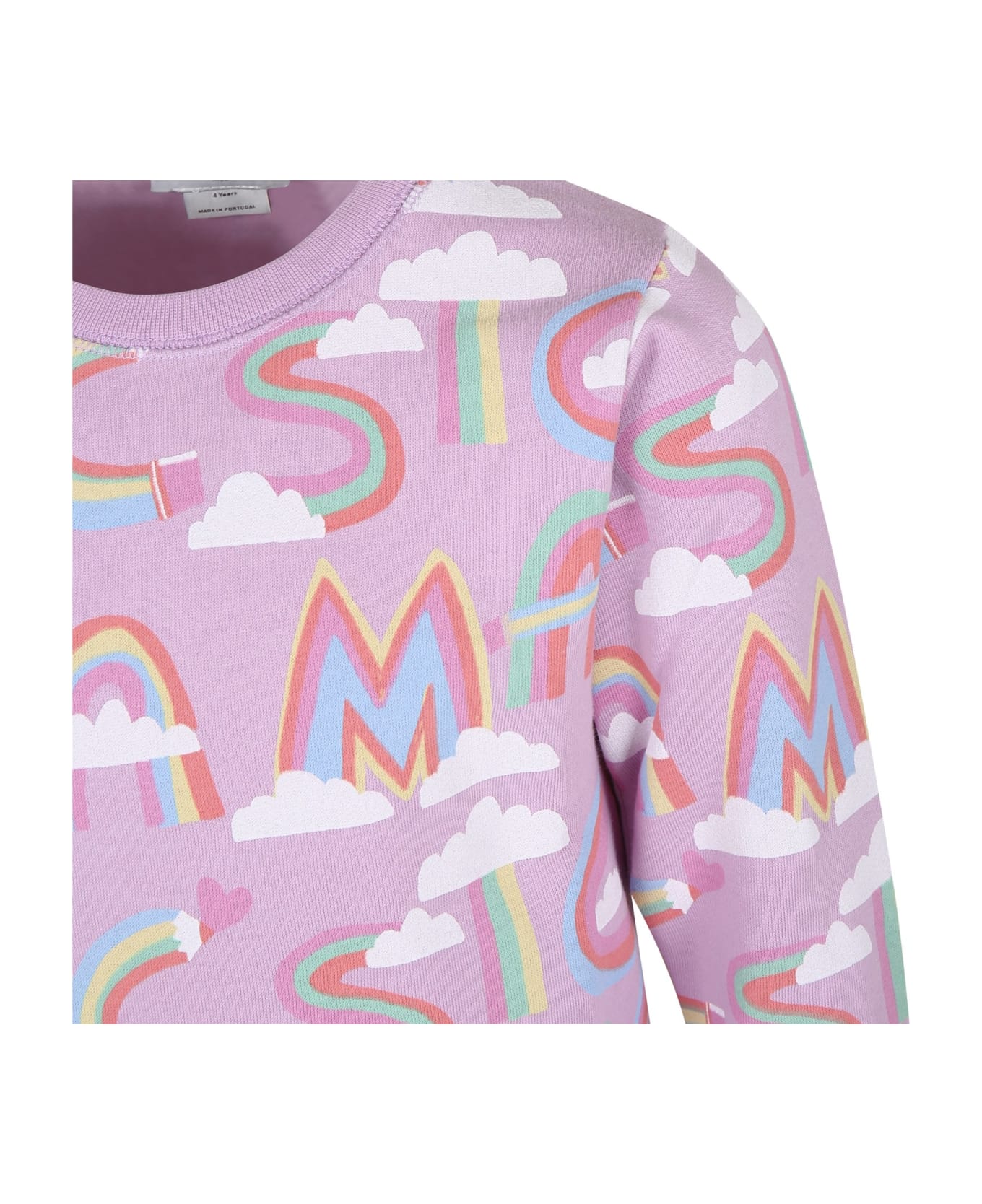 Stella McCartney Kids Purple Sweatshirt For Girl With Rainbow Logo - Violet