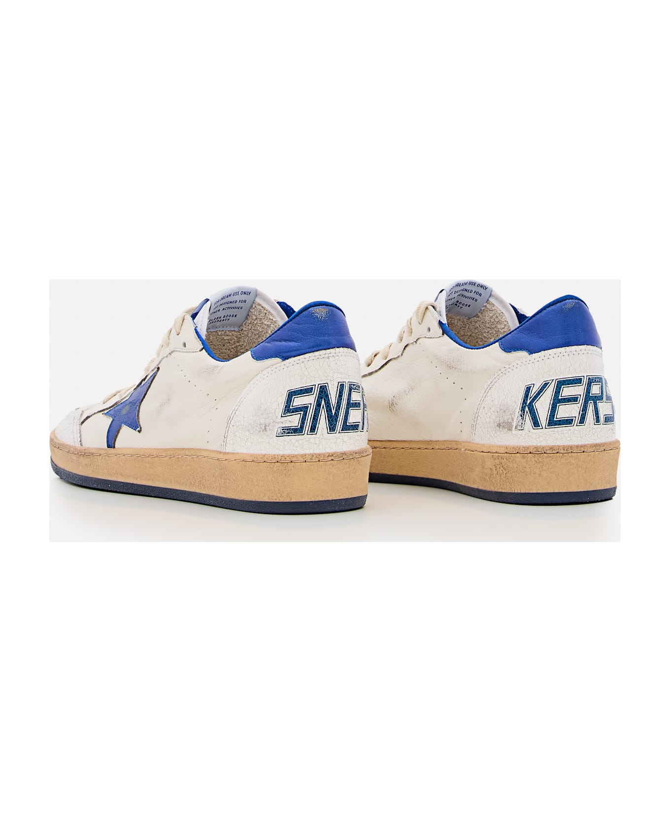 Golden Goose Ballstar White Sneakers With Blue Star - White