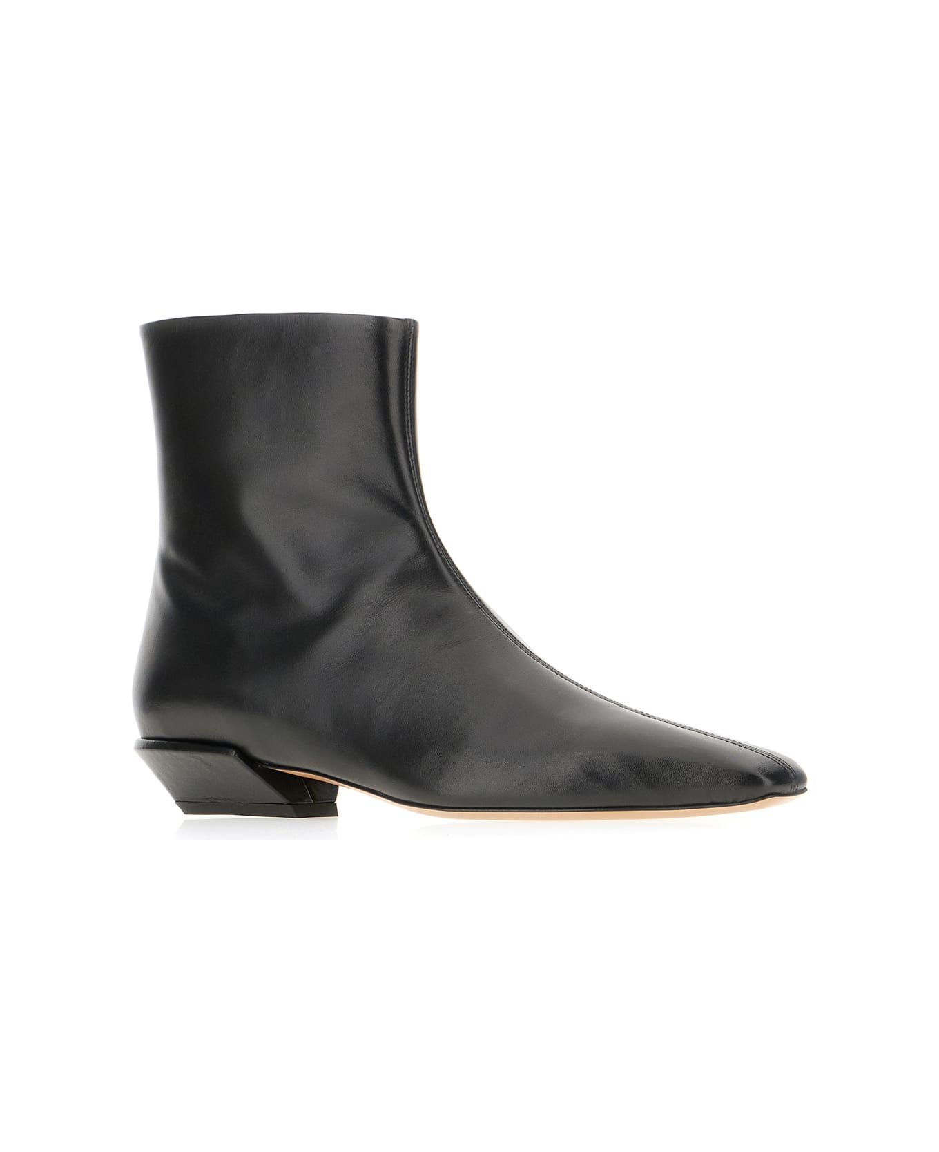 Paris Texas Black Leather Ankle Boots - BLACK