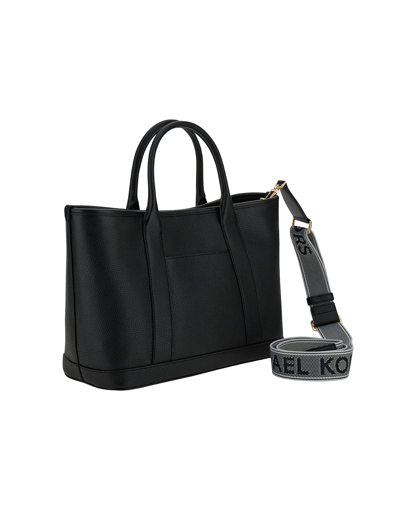 MICHAEL Michael Kors 'luisa' Black Tote Bag With Mk Logo Detail In Grain Leather Woman - Black トートバッグ