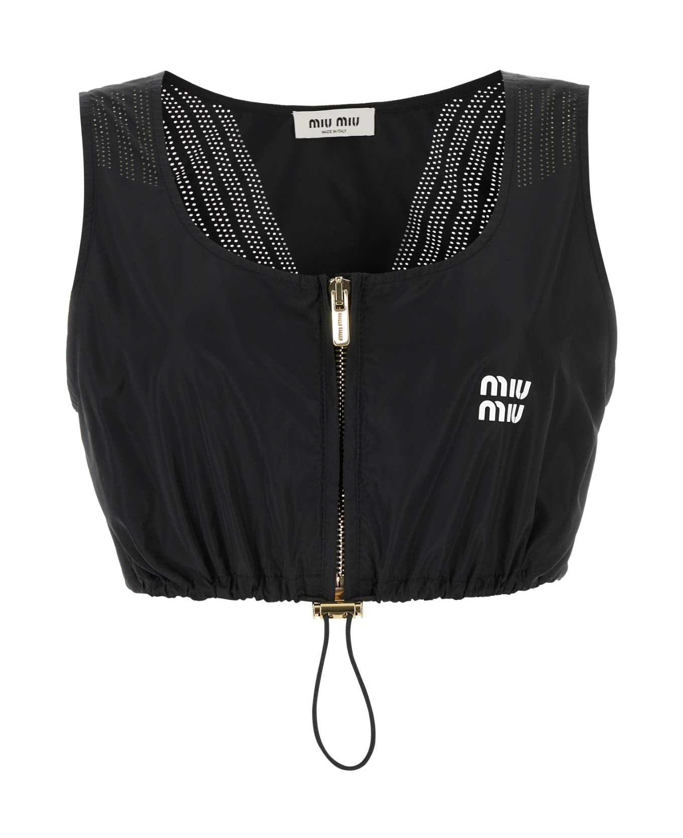 Miu Miu Black Polyester Blend Crop-top - NERO