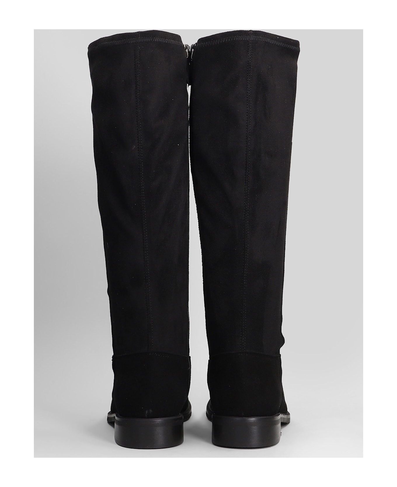 Julie Dee Low Heels Boots In Black Suede - black