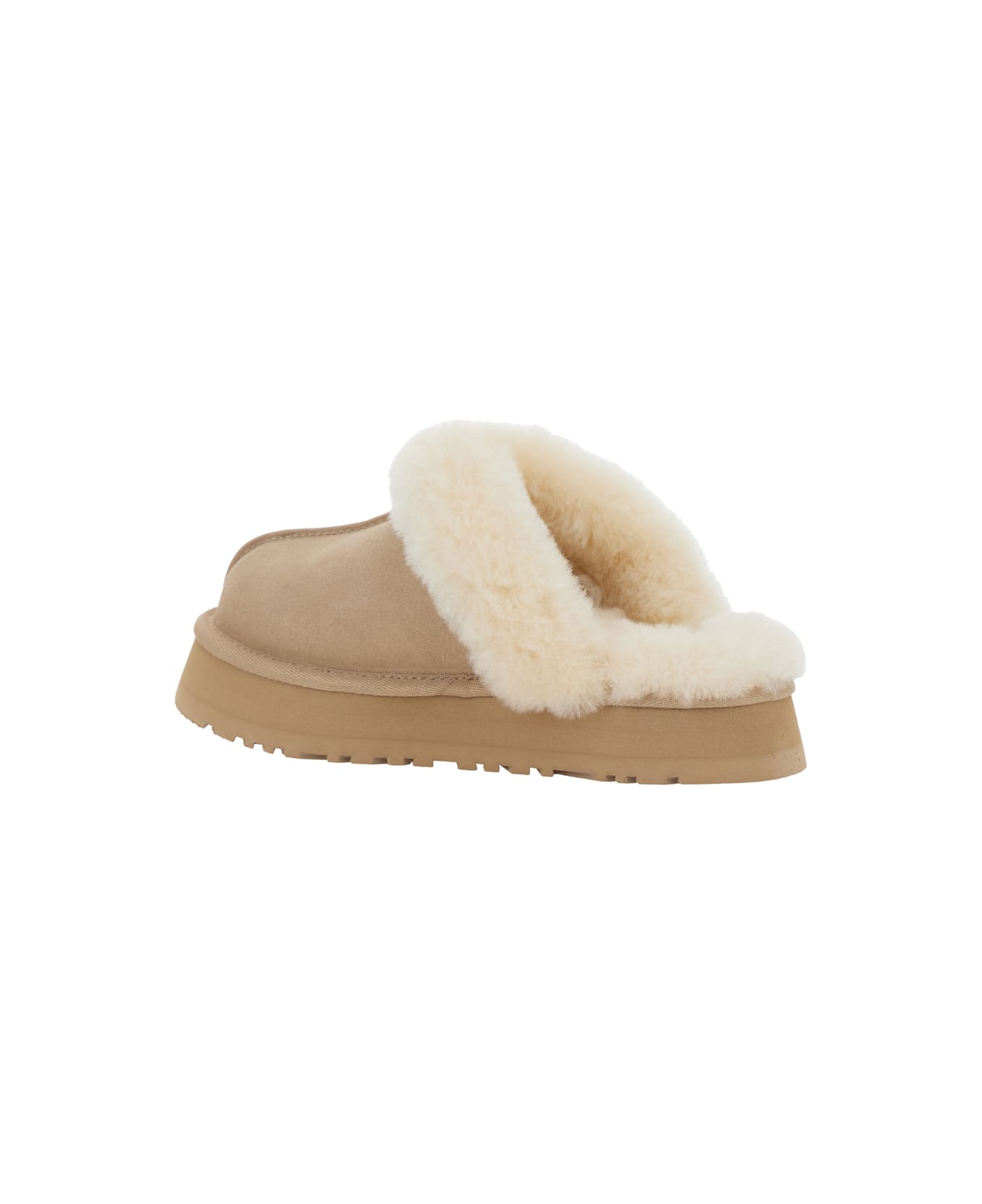 UGG 'disquette' Beige Mule With Fur And Logo On Back In Suede Woman - Beige