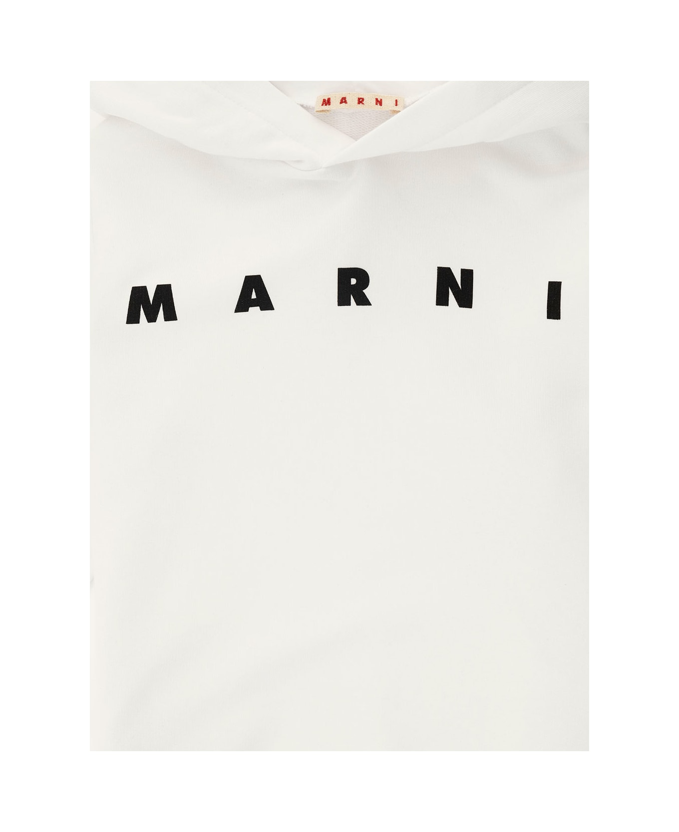 Marni White Hoodie With Logo Lettering Print In Cotton Boy - White