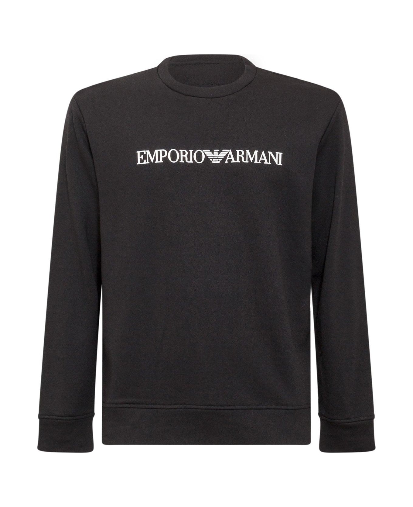 Emporio Armani Logo Print Crewneck Sweatshirt - BLACK