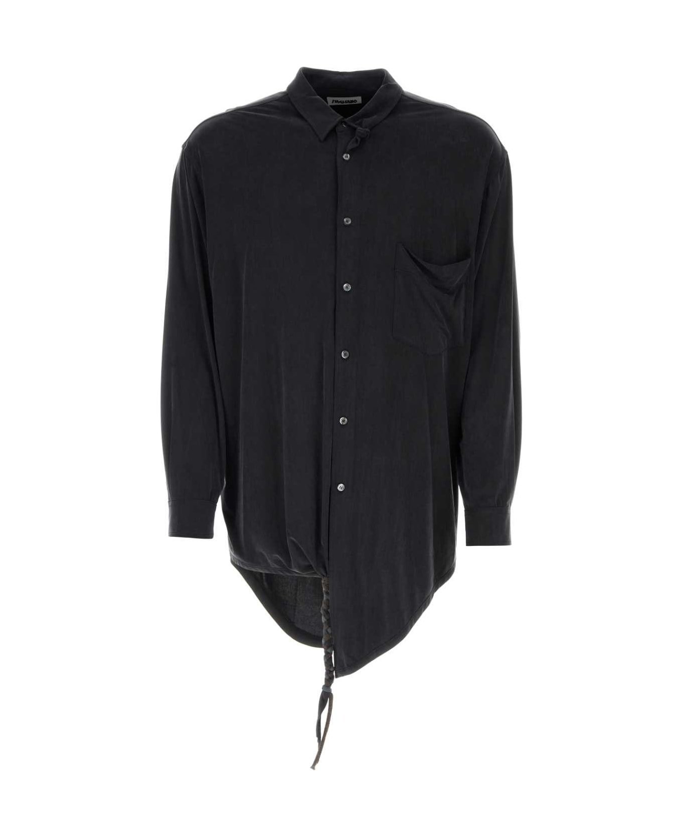 Magliano Slate Stretch Cupro Oversize Shirt - CELENTANOBLACK シャツ