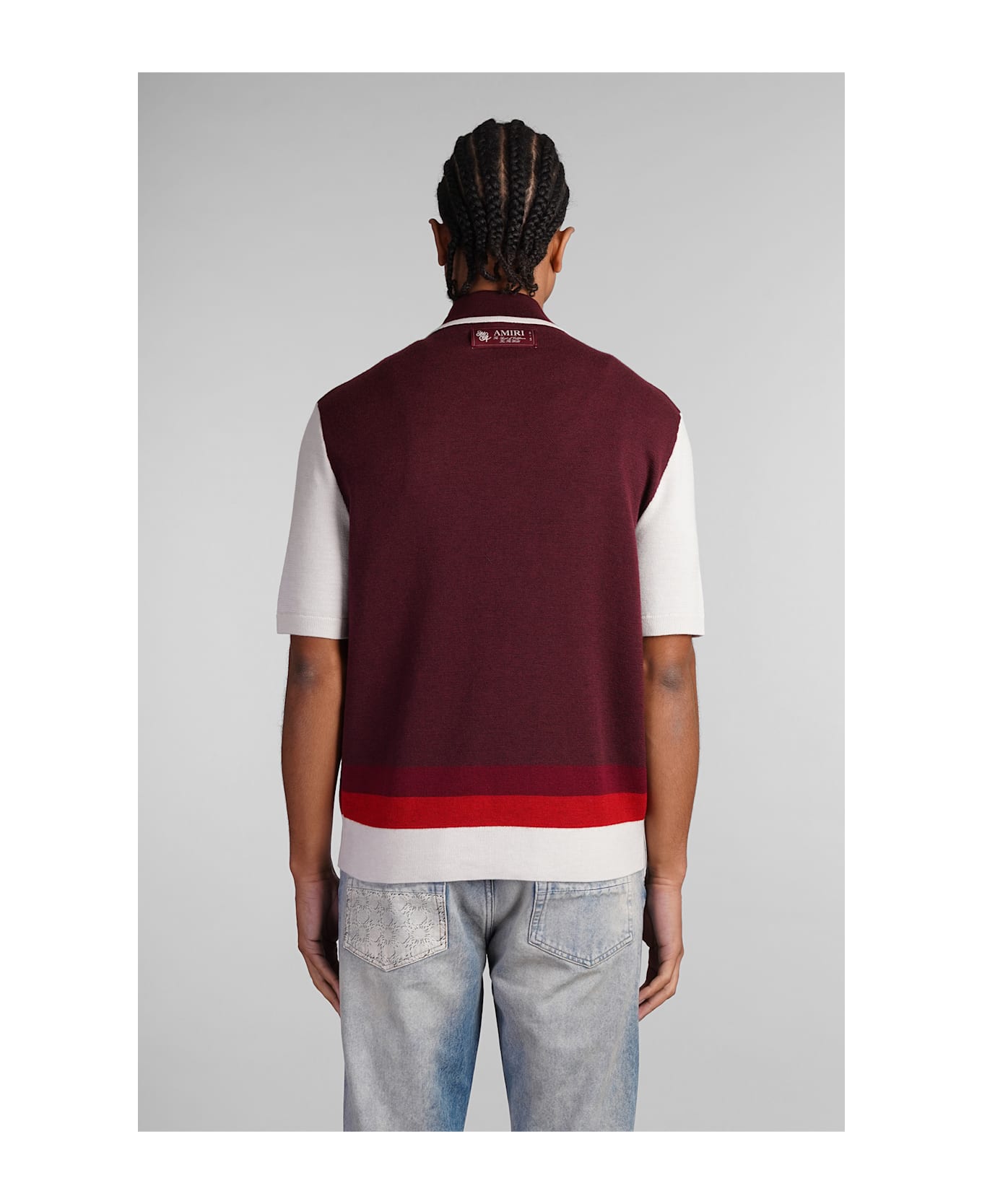 AMIRI Polo In Bordeaux Wool - bordeaux