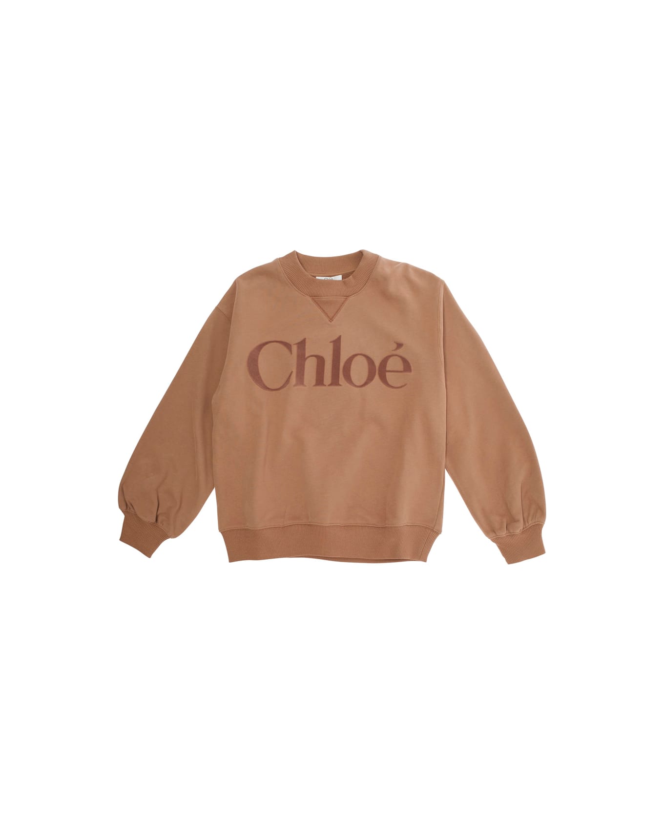 Chloé Beige Sweatshirt With Logo Lettering On The Front In Cotton Girl - Beige