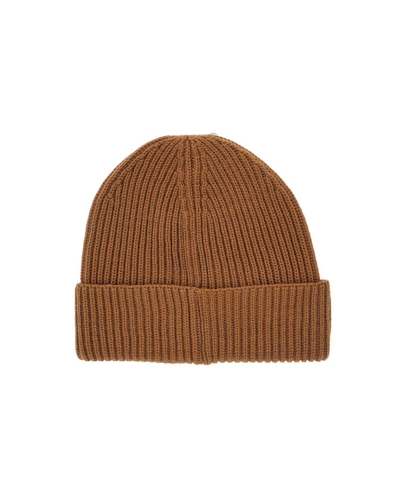 N.21 Brown Beanie With Turn-up Brim And Logo Embroidery In Wool Blend Boy - Brown