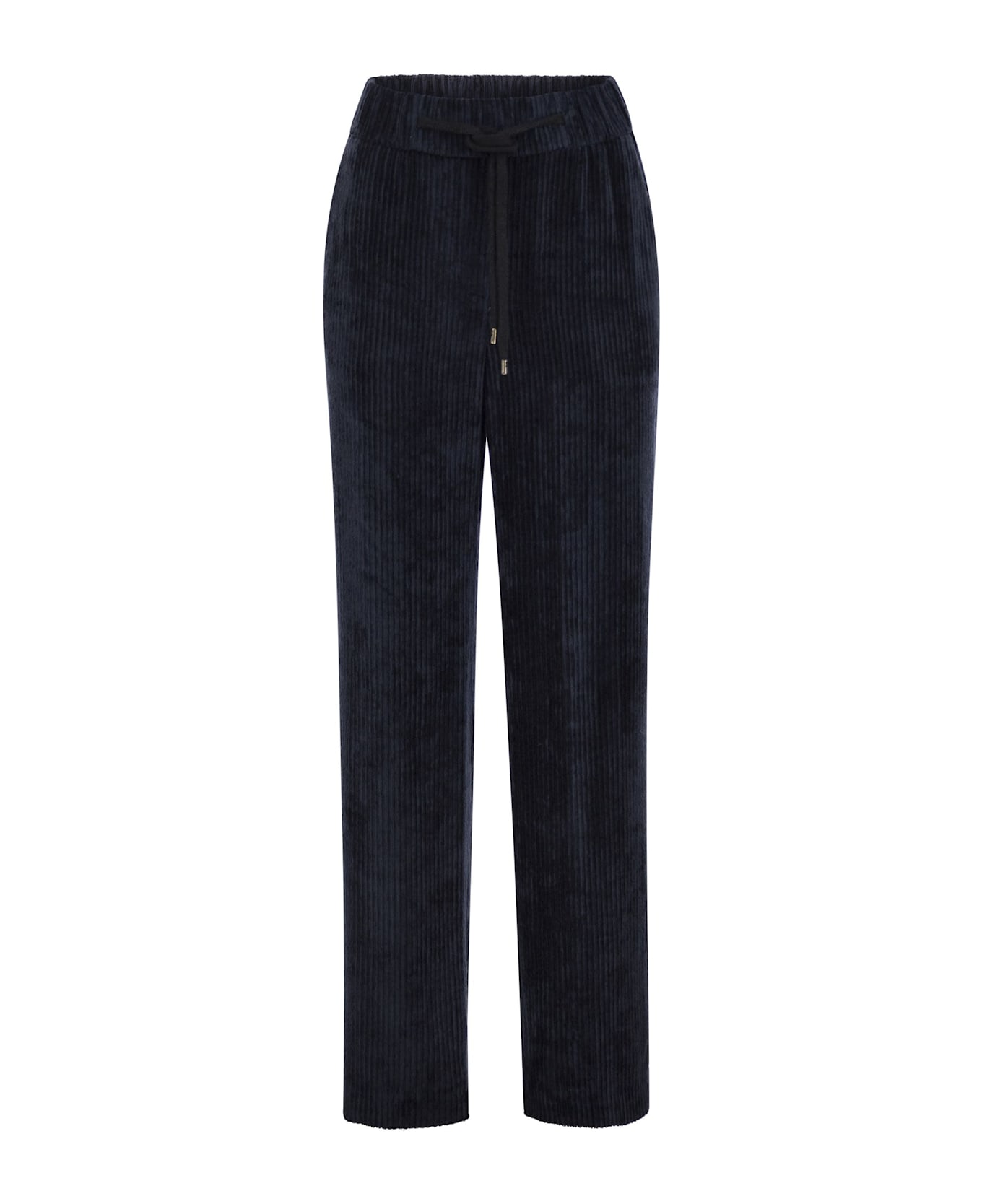 Peserico Carrot Trousers With Velvet Lace - Navy