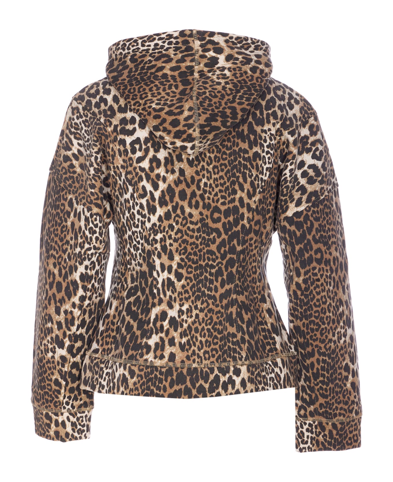Ganni Leopard Print Zip Hoodie - MultiColour