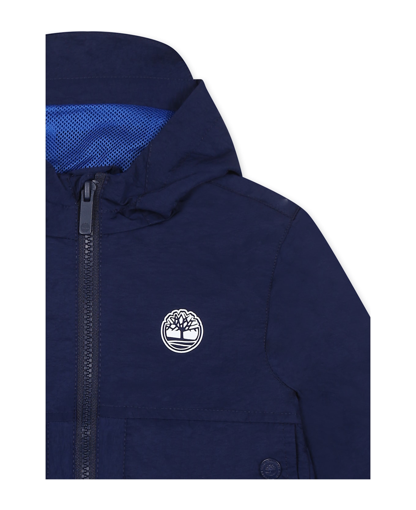 Timberland Blue Windbreaker Jacket For Baby Boy With Tree - Blue
