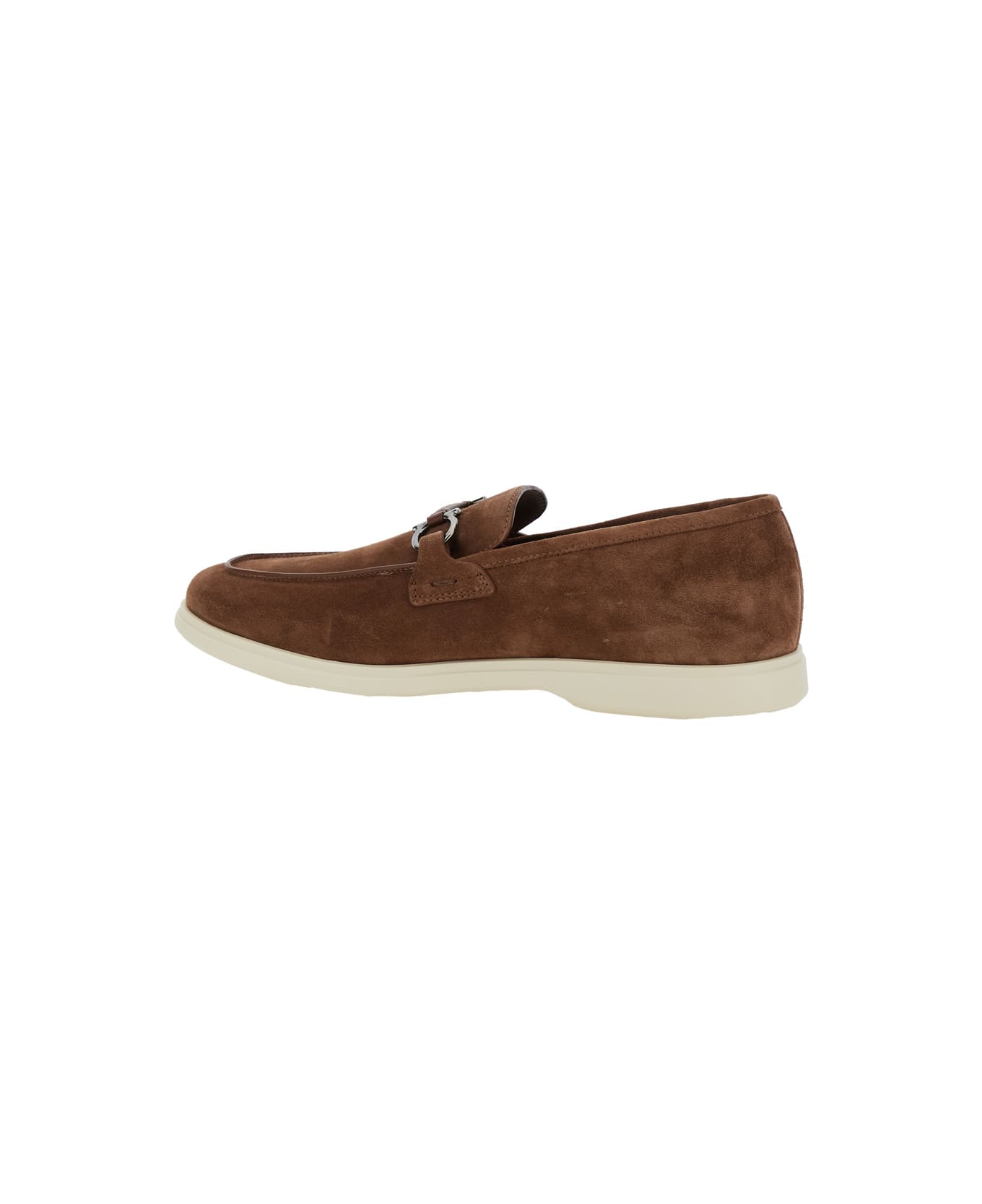 Ferragamo 
cosimo
 Brown Loafers With Metallic Hooks On The Front In Suede Man - Brown