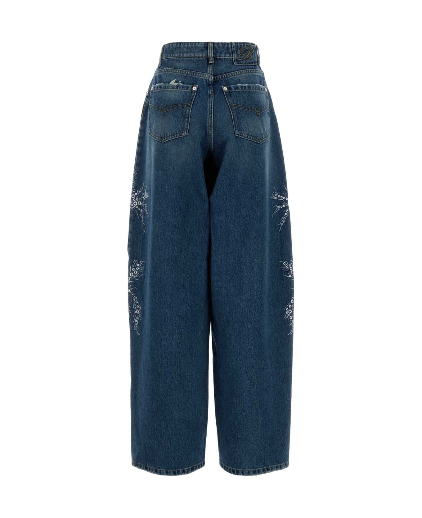 Blumarine Denim Wide-leg Jeans - peacoat/warm sand